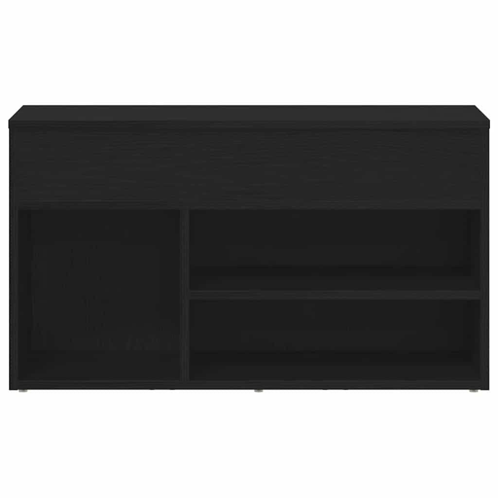 Skobenk med hylle Svart Eik 80 x 30 x 45 cm Konstruert tre