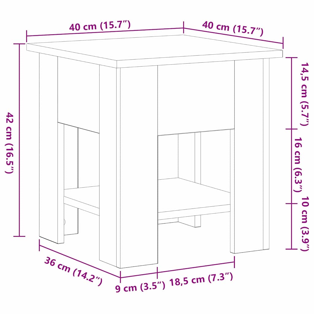 Kaffebord Svart Eik 40 x 40 x 42 cm Konstruert tre