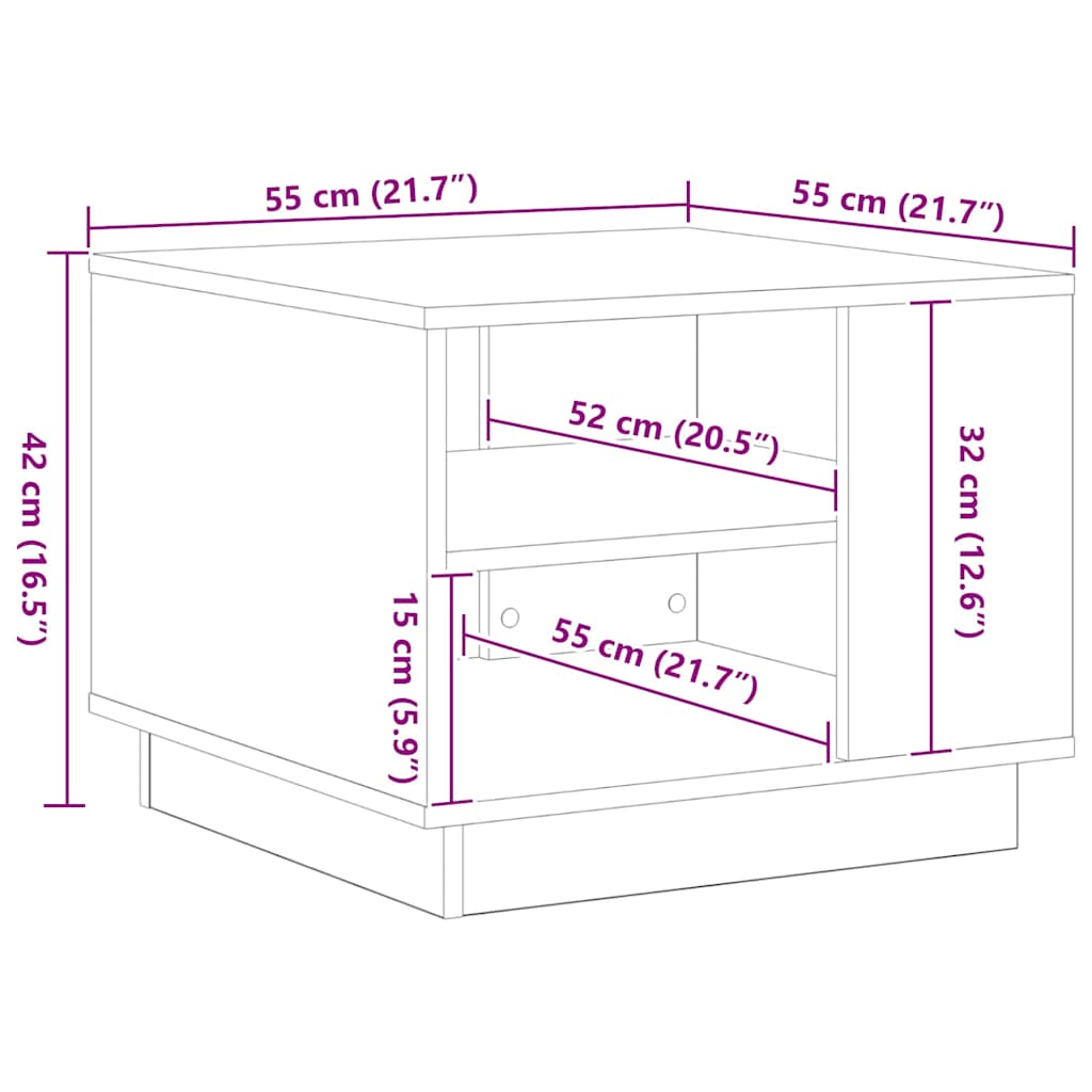 Kaffebord Svart Eik 55 x 55 x 42 cm Konstruert tre