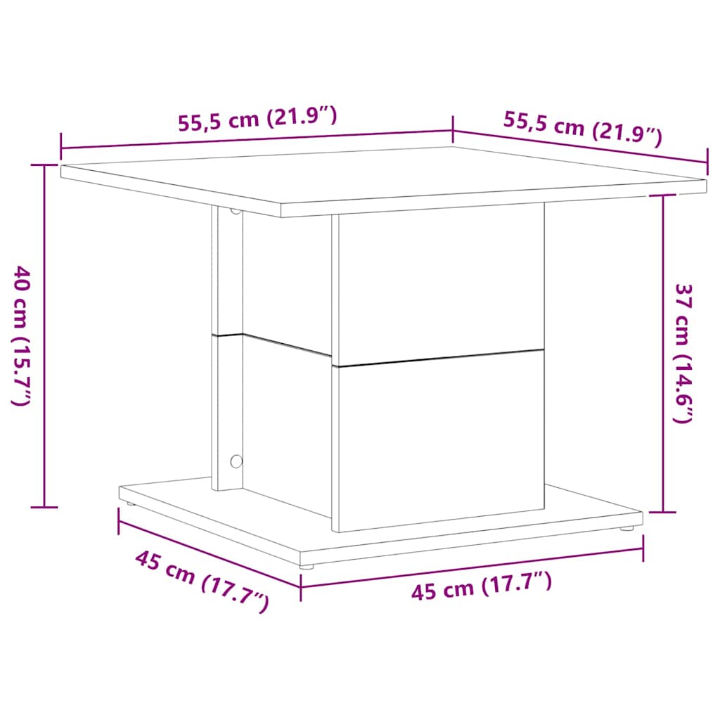 Kaffebord Svart Eik 55,5 x 55,5 x 40 cm Konstruert tre