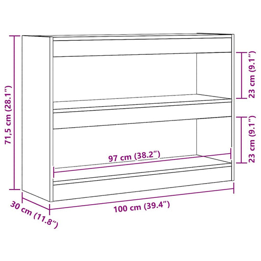 Bokhylle Svart Eik 100 x 30 x 72 cm Konstruert tre