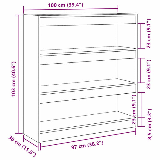 Bokskap Svart Eik 100 x 30 x 103 cm Konstruert tre