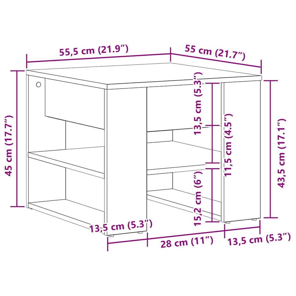 Kaffebord Svart Eik 55,5 x 55 x 45 cm Konstruert tre