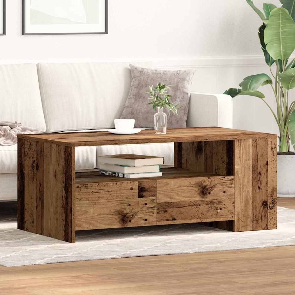 Kaffebord med skuff Gamle tre 102 x 55 x 43,5 cm Konstruert tre