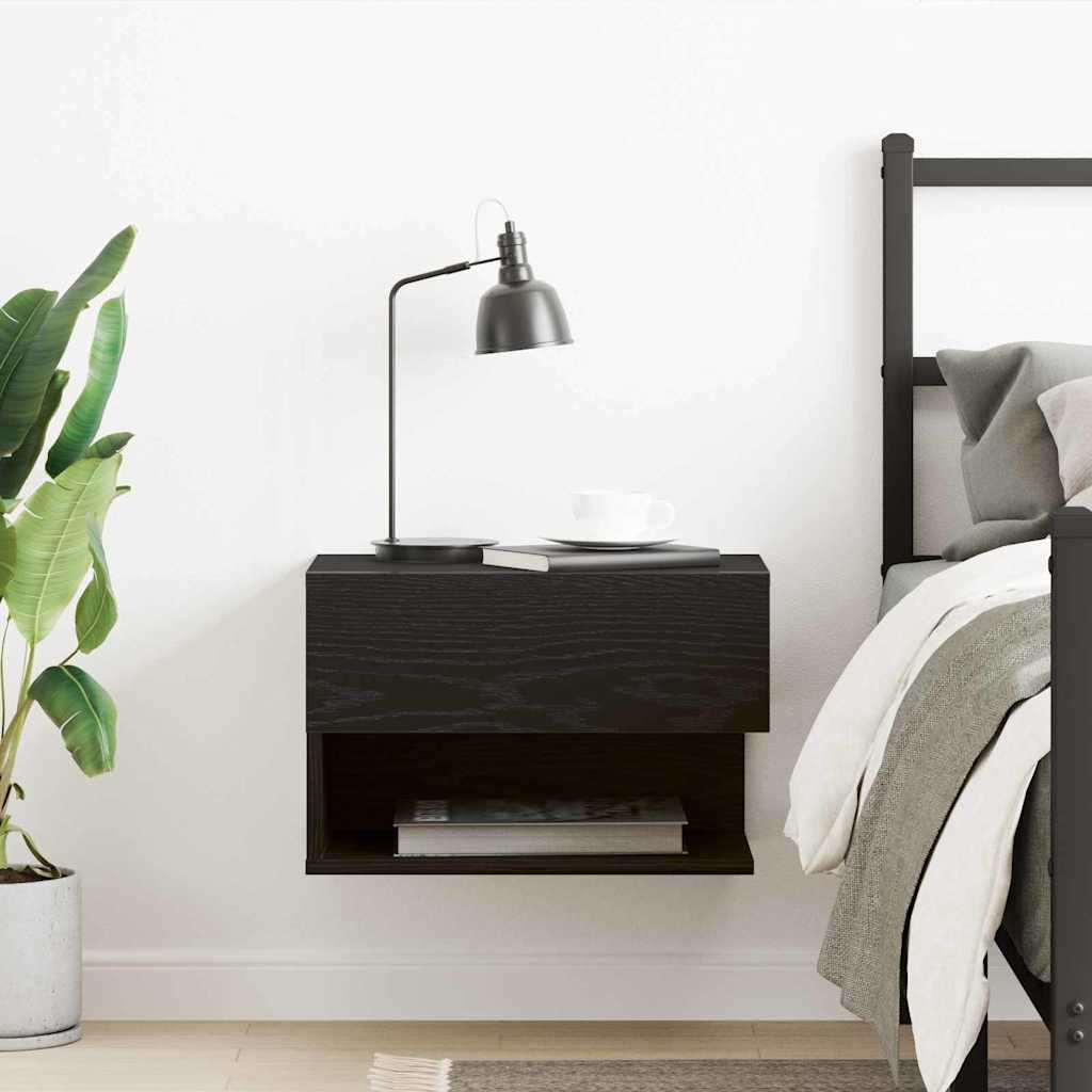 Nattbordskap Svart eik 46 x 29.5 x 30 cm Konstruert tre