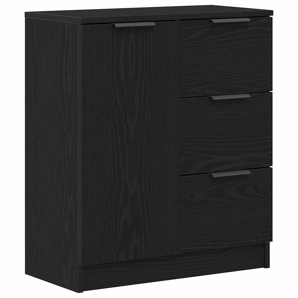 Serviesskap med skuff Svart Eik 60 x 30 x 70 cm Konstruert tre