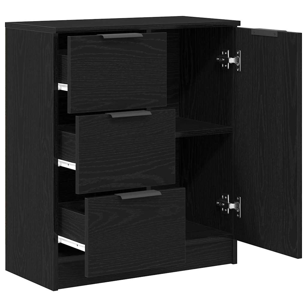 Serviesskap med skuff Svart Eik 60 x 30 x 70 cm Konstruert tre