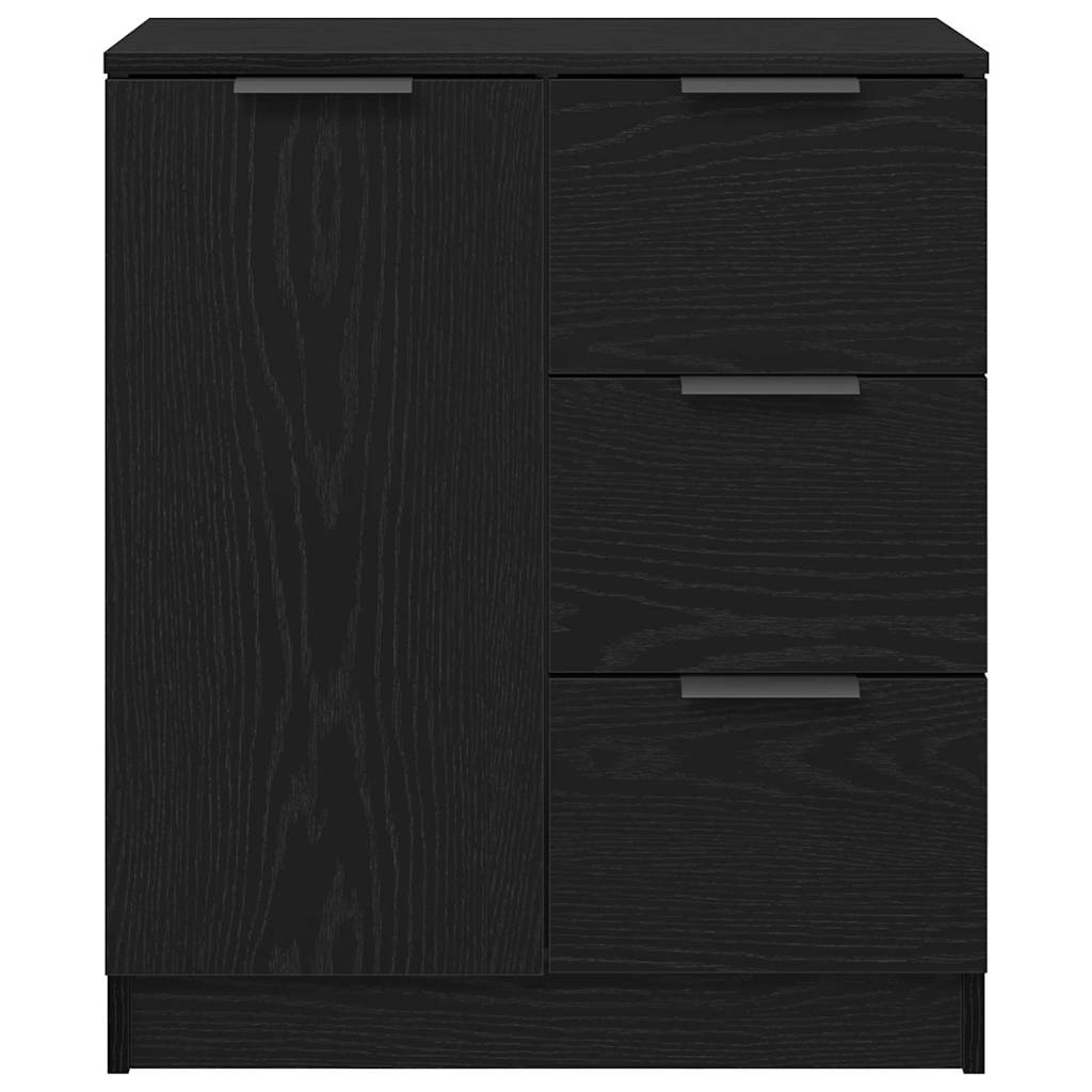 Serviesskap med skuff Svart Eik 60 x 30 x 70 cm Konstruert tre