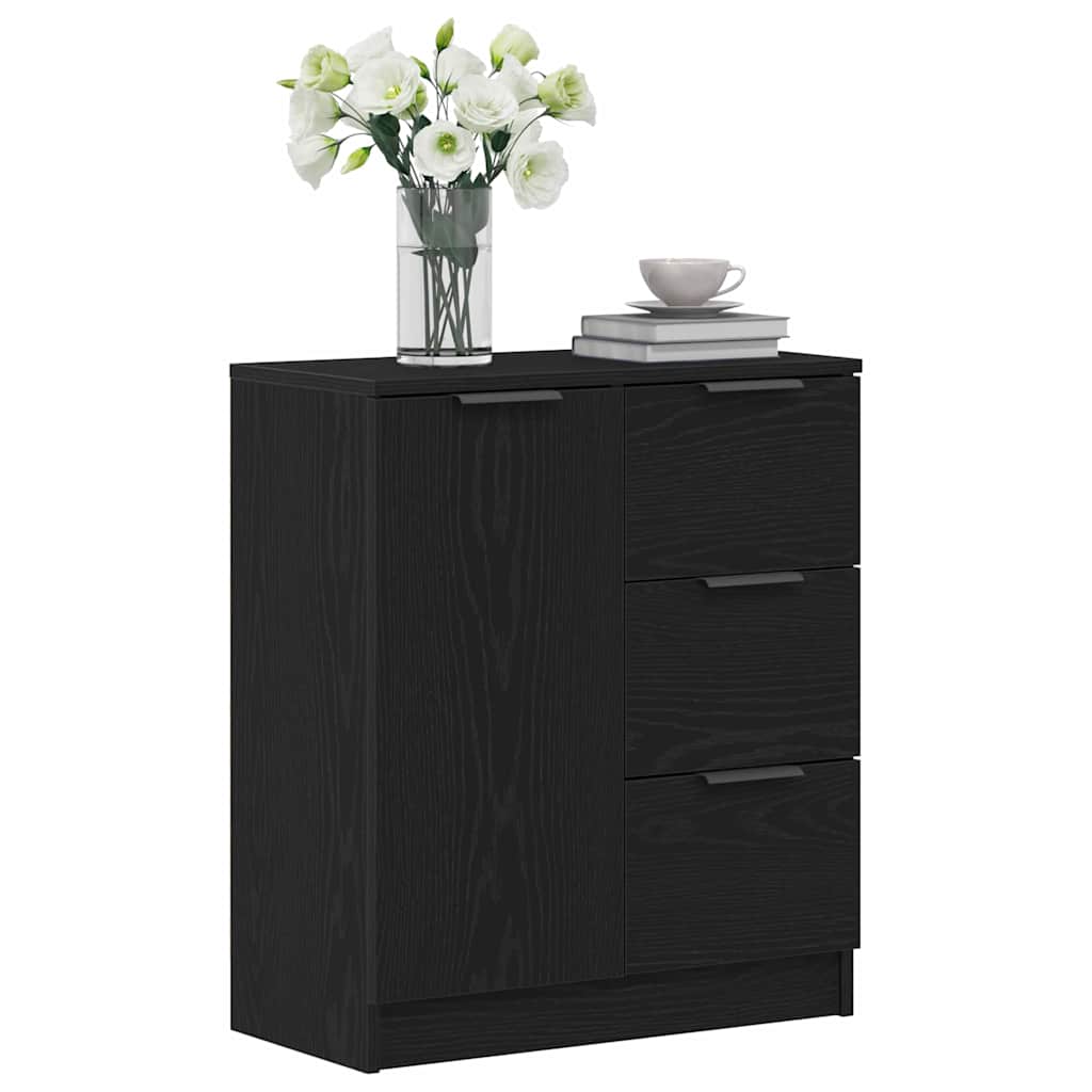 Serviesskap med skuff Svart Eik 60 x 30 x 70 cm Konstruert tre