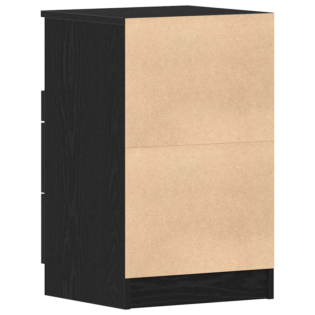 Nattbordskap med skuff Svart Eik 40 x 35 x 65 cm Konstruert tre