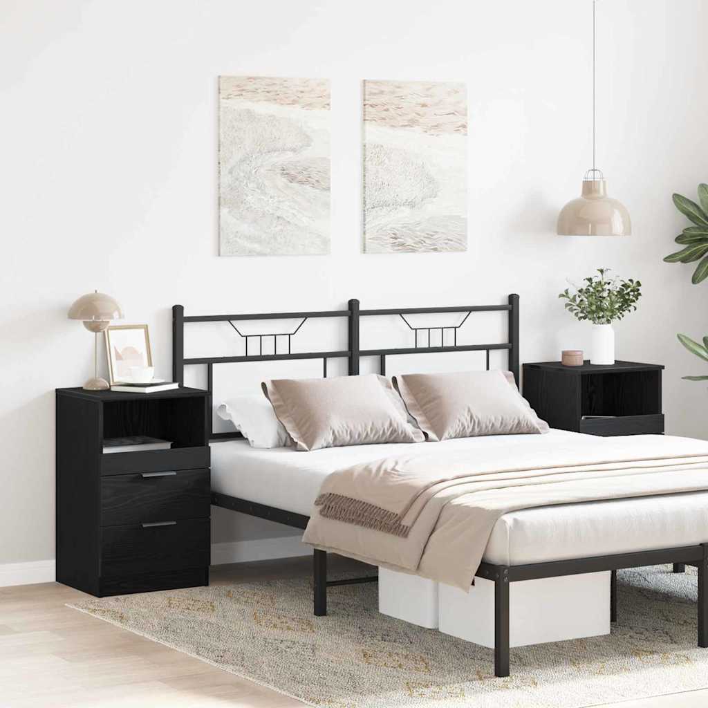 Nattbordskap 2 pcs Svart eik 40 x 35 x 65 cm Konstruert tre