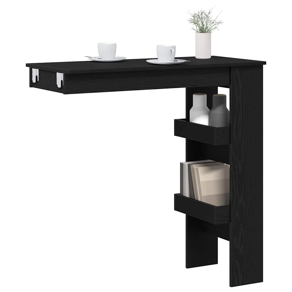Veggbart Bord Svart Eik 102 x 45 x 103,5 cm Konstruert tre