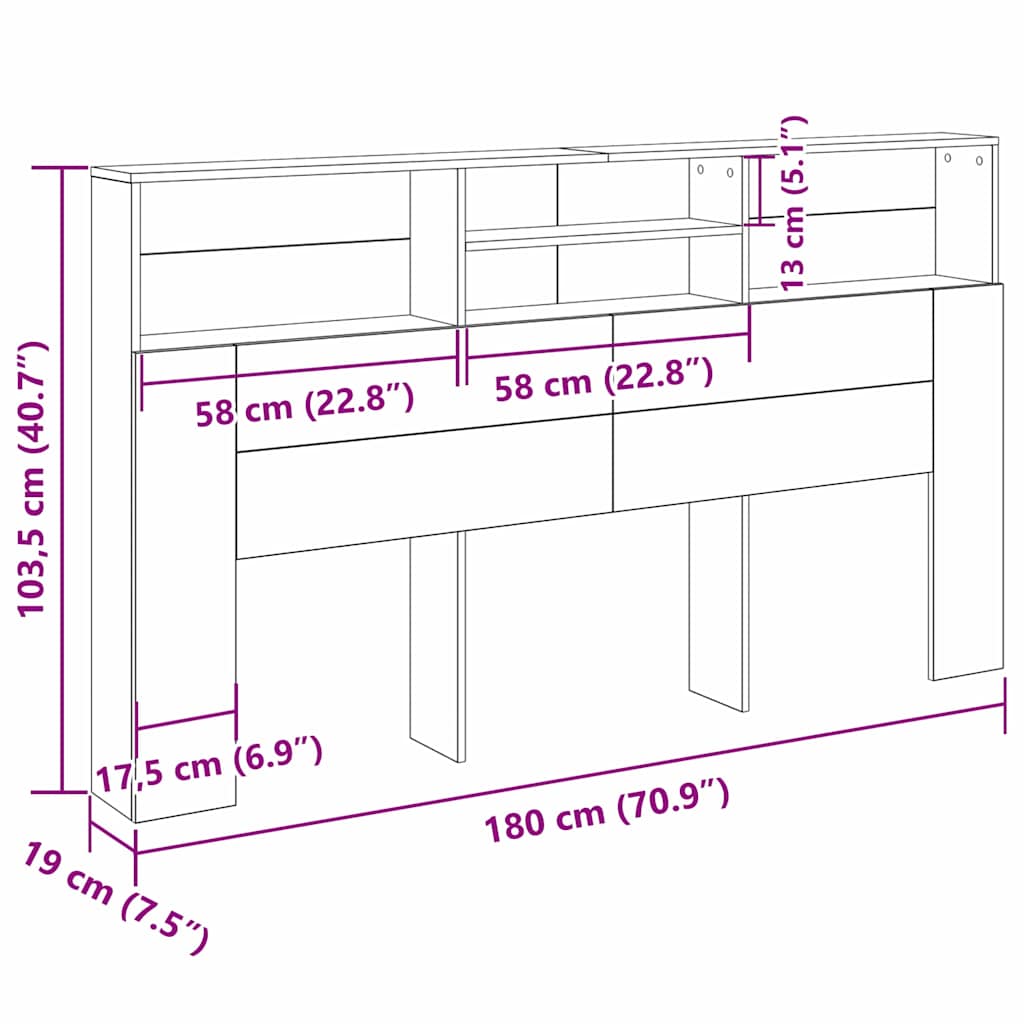 Hodegavlskap Svart Eik 180 x 19 x 103,5 cm Konstruert tre