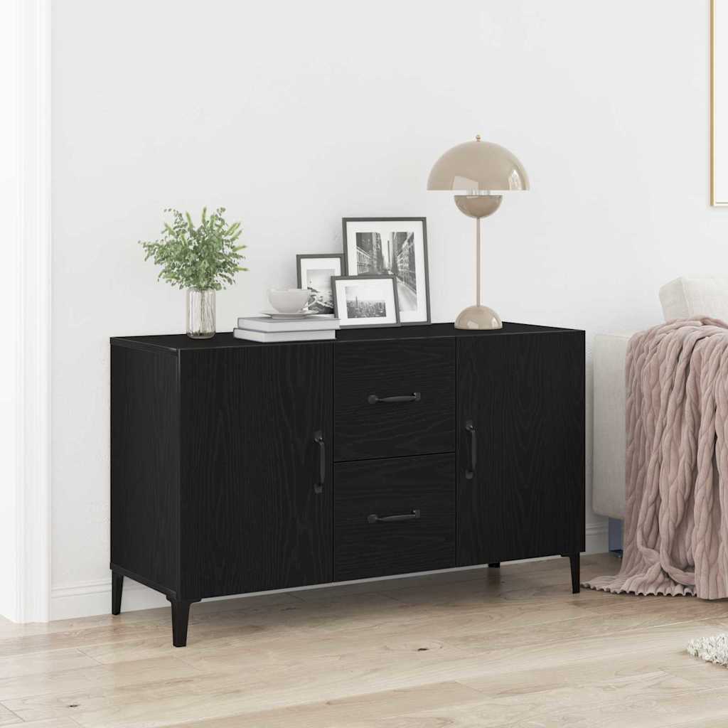 Serviesskap med skuff Svart Eik 100 x 36 x 60 cm Konstruert tre