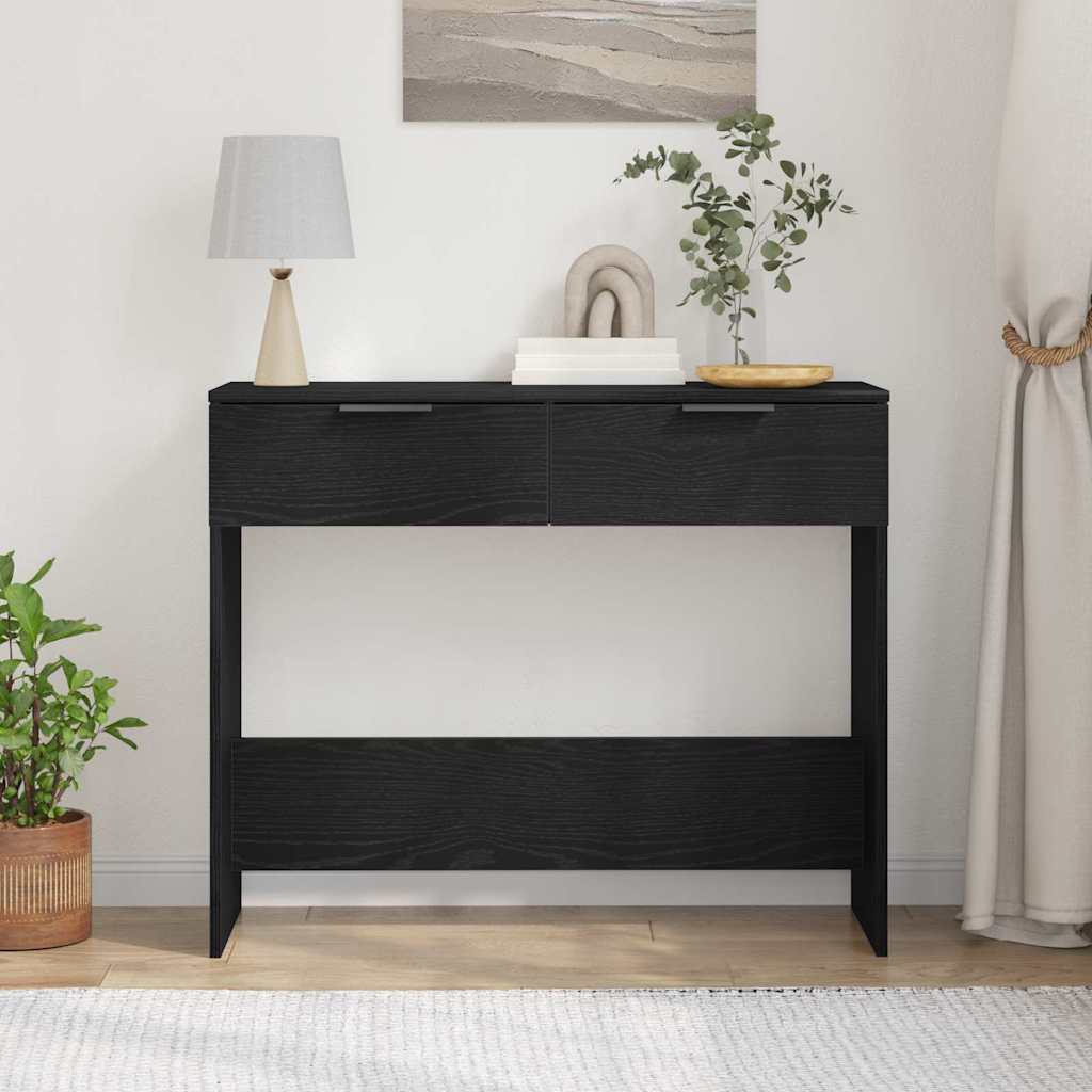Konsollbord med skuff Svart Eik 30 x 36 x 75 cm Konstruert tre