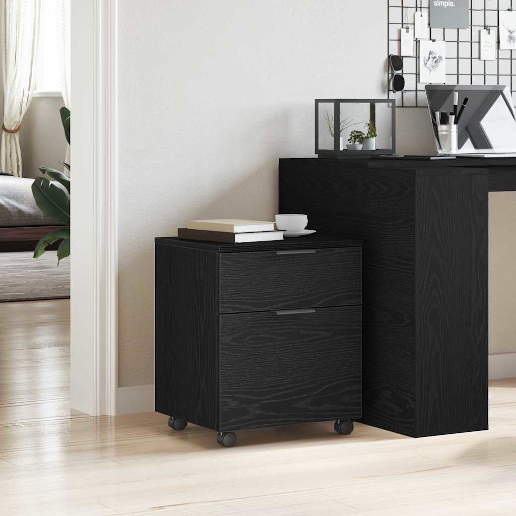 Arkivskap med skuff Svart Eik 45 x 38 x 54 cm Konstruert tre