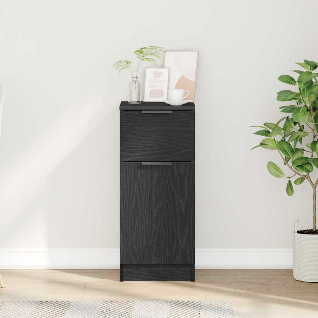 Serviesskap med skuff Svart Eik 30 x 30 x 70 cm Konstruert tre