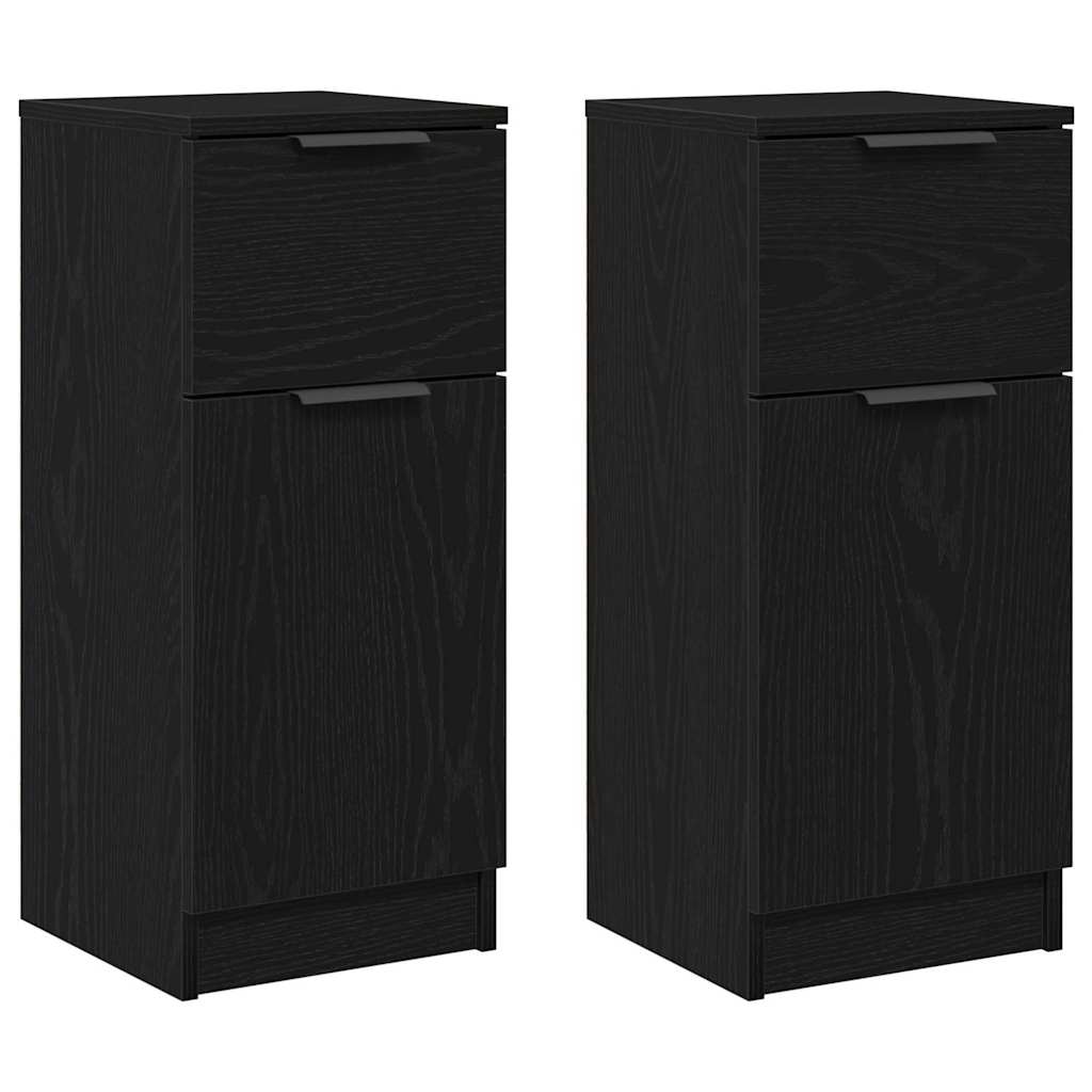 Serviesskap 2 pcs Svart Eik 30 x 30 x 70 cm Konstruert tre