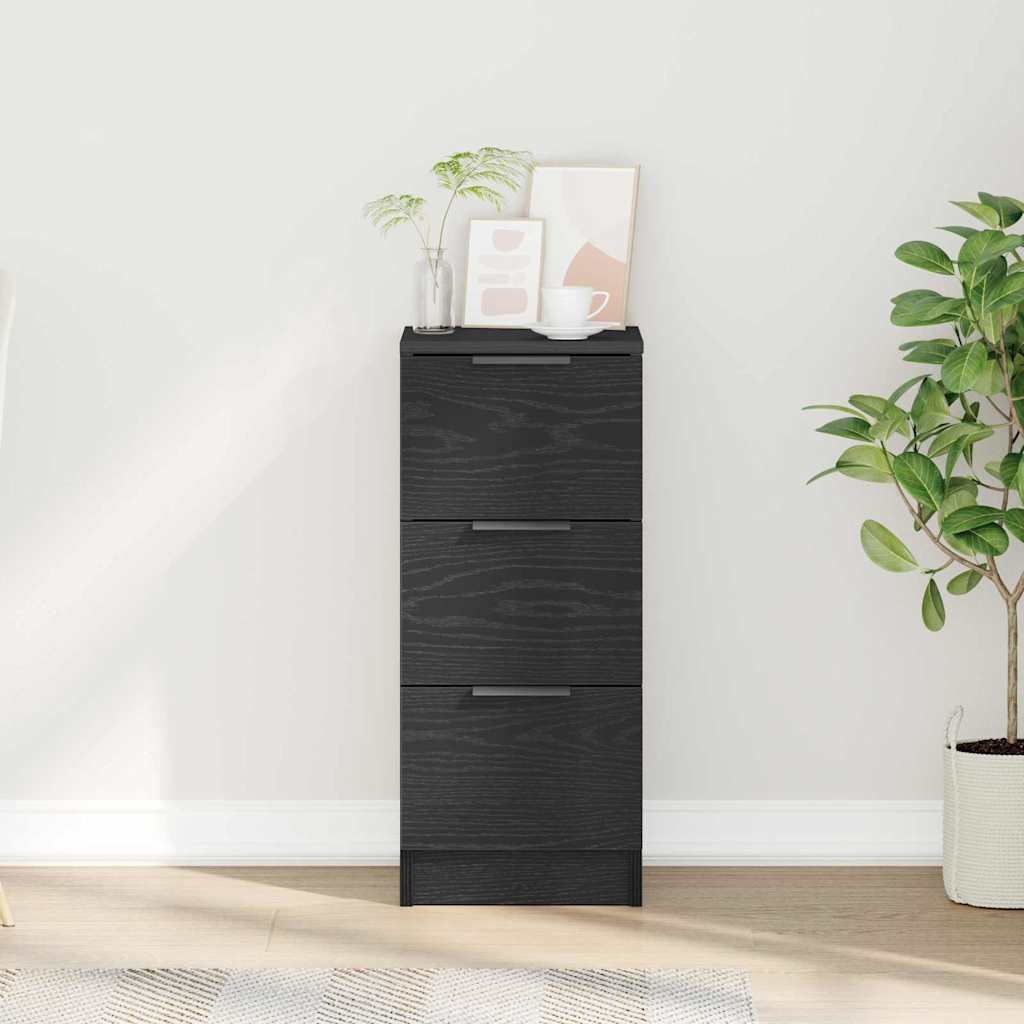 Serviesskap med skuff Svart Eik 30 x 30 x 70 cm Konstruert tre