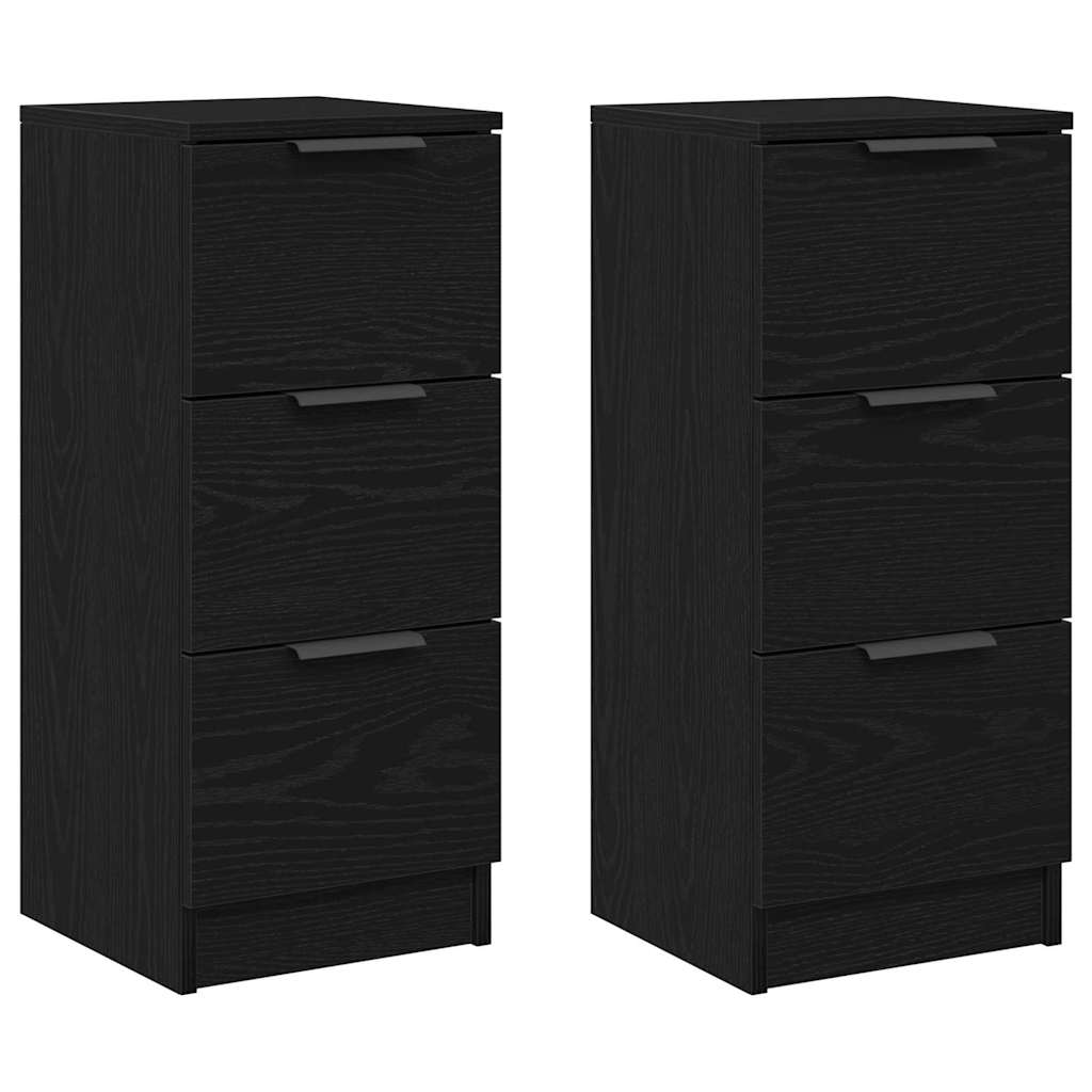 Serviesskap 2 pcs Svart Eik 30 x 30 x 70 cm Konstruert tre