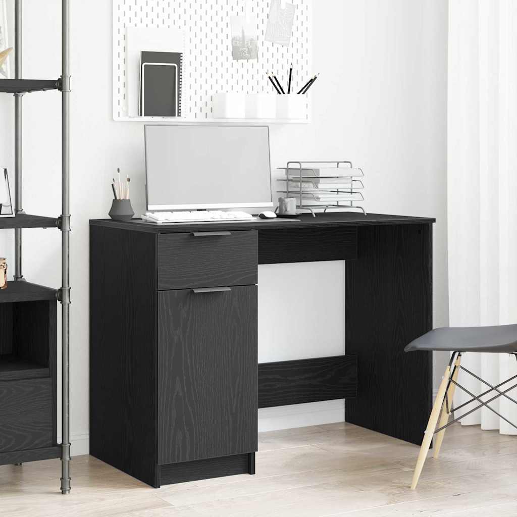 Skrivebord med skuff Svart Eik 100 x 50 x 75 cm Konstruert tre