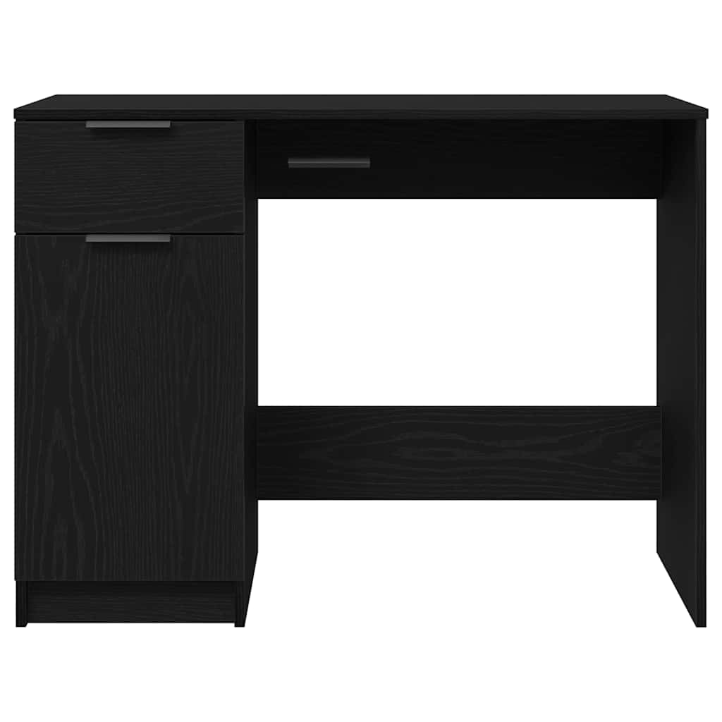 Skrivebord med skuff Svart Eik 100 x 50 x 75 cm Konstruert tre