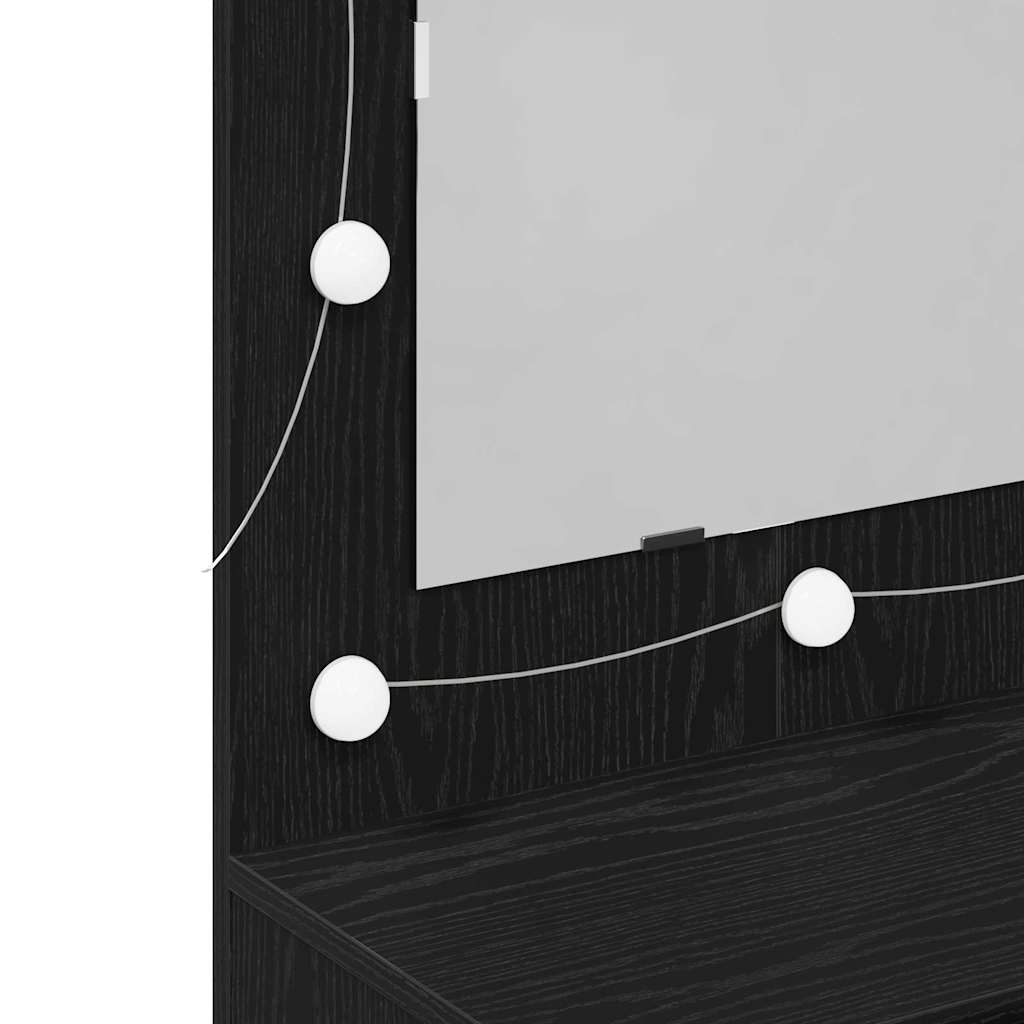 Speilskap med hylle Svart Eik 90 x 31,5 x 62 cm Konstruert tre