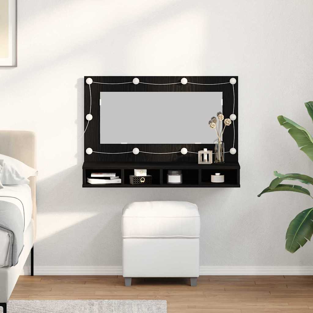 Speilskap med hylle Svart Eik 90 x 31,5 x 62 cm Konstruert tre