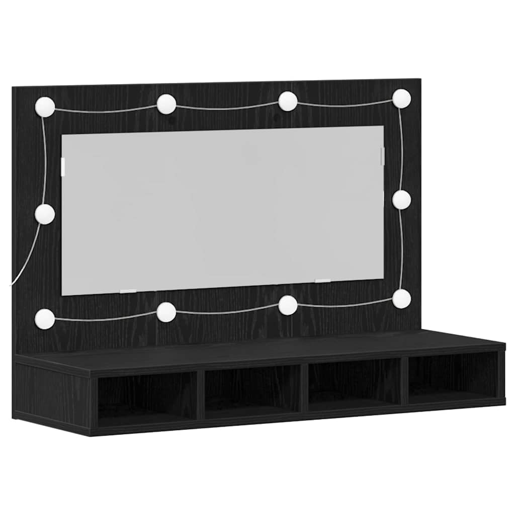 Speilskap med hylle Svart Eik 90 x 31,5 x 62 cm Konstruert tre