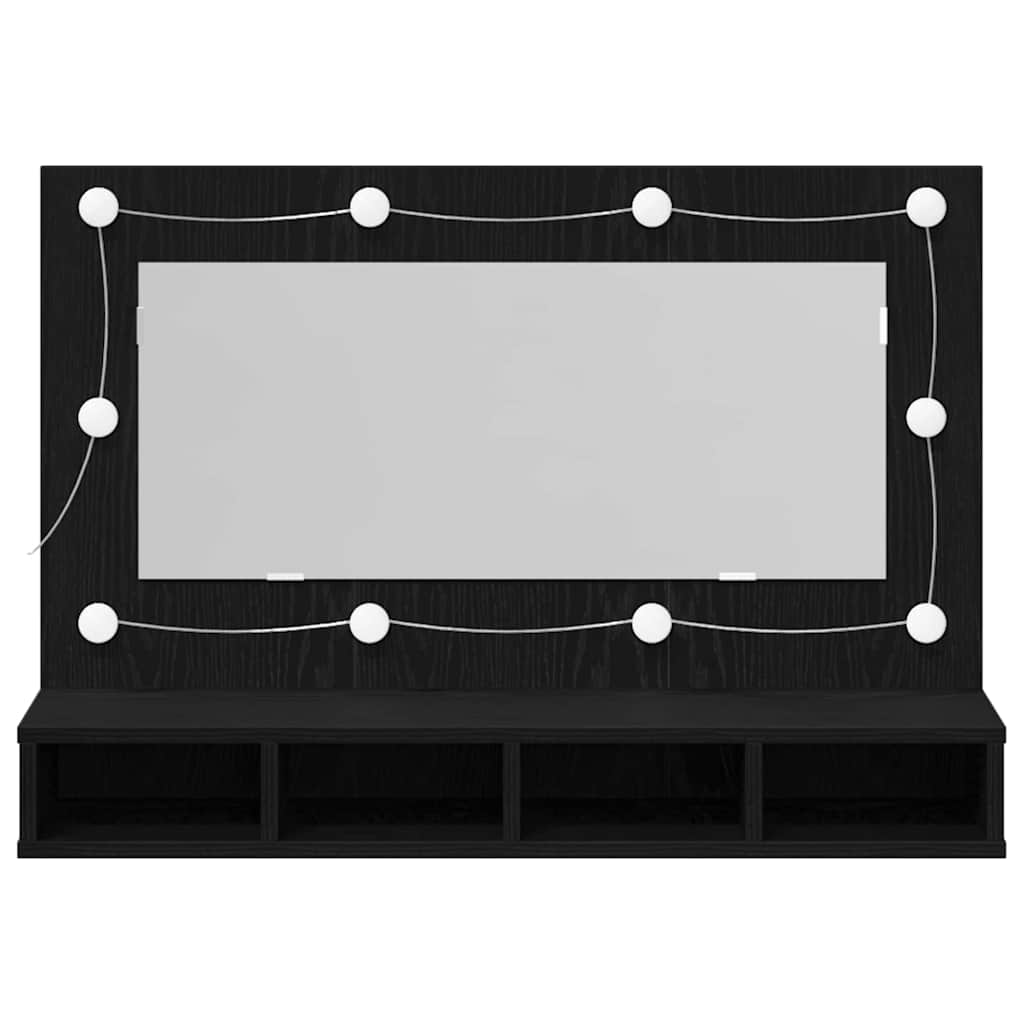 Speilskap med hylle Svart Eik 90 x 31,5 x 62 cm Konstruert tre