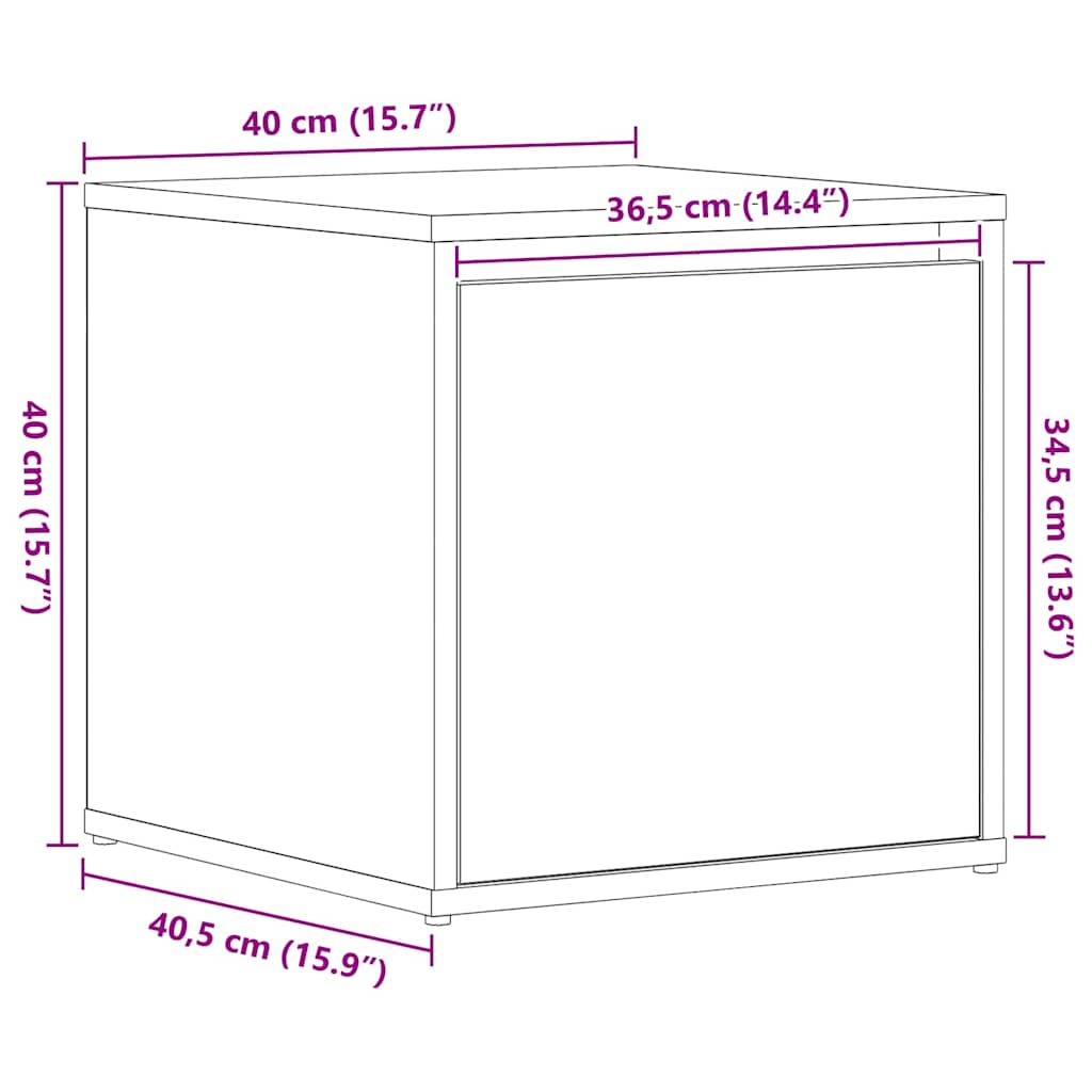Kommode med skuff Svart eik 40.5 x 40 x 40 cm Konstruert tre
