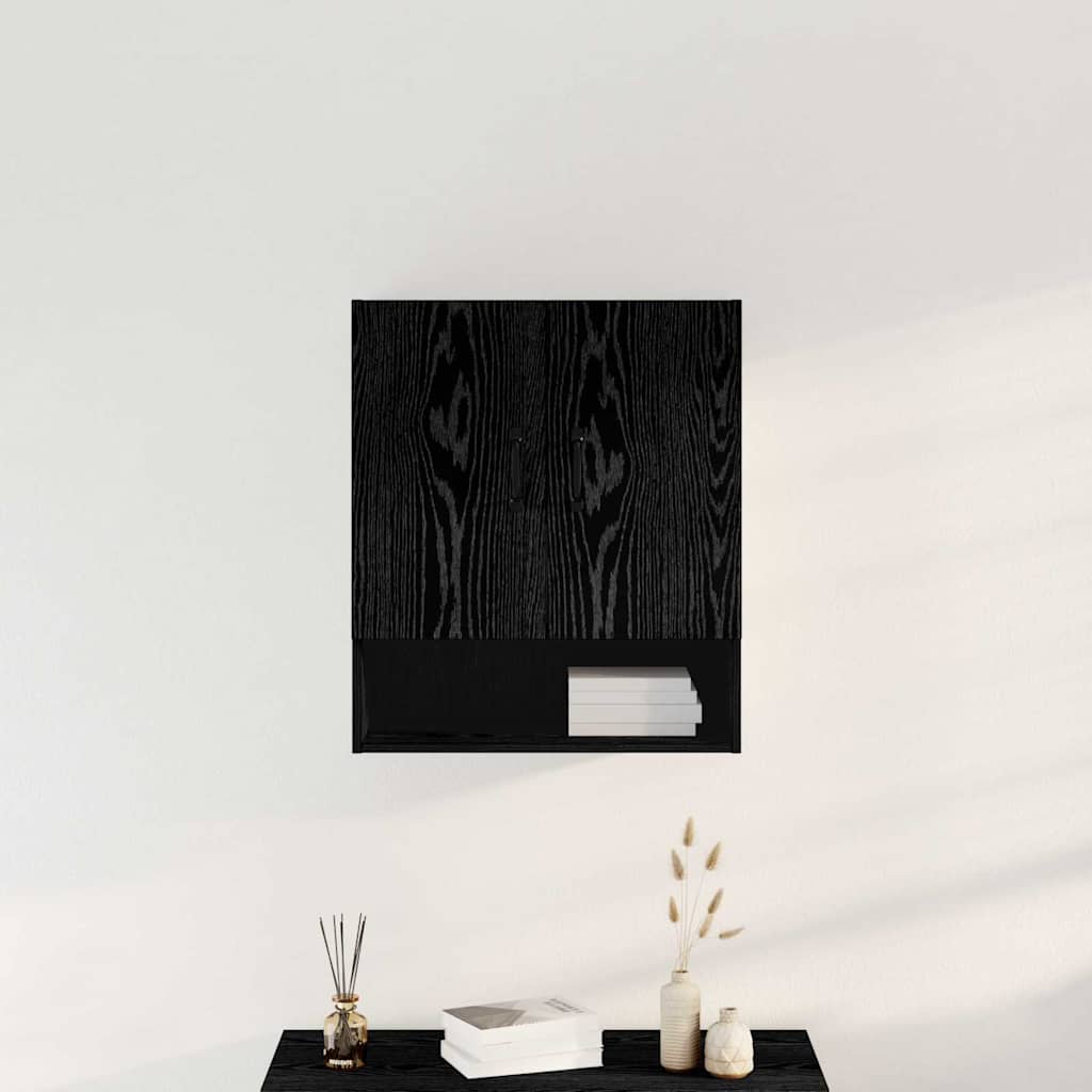 Veggskap Veggmontert Svart Eik 60 x 30 x 70 cm Konstruert tre