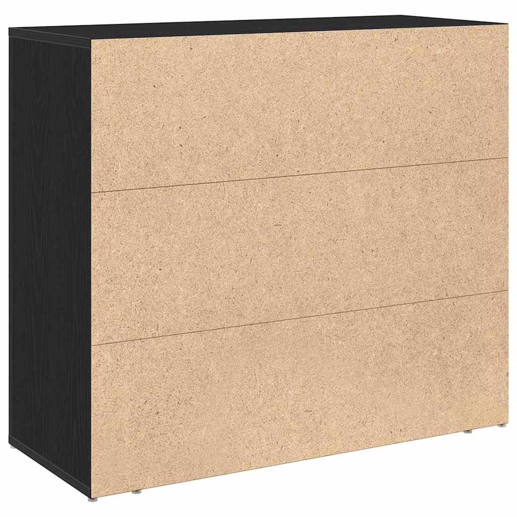 Serviesskap med skuff Svart Eik 80 x 33 x 70 cm Konstruert tre