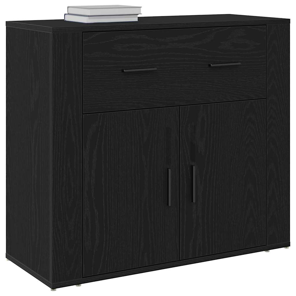Serviesskap med skuff Svart Eik 80 x 33 x 70 cm Konstruert tre