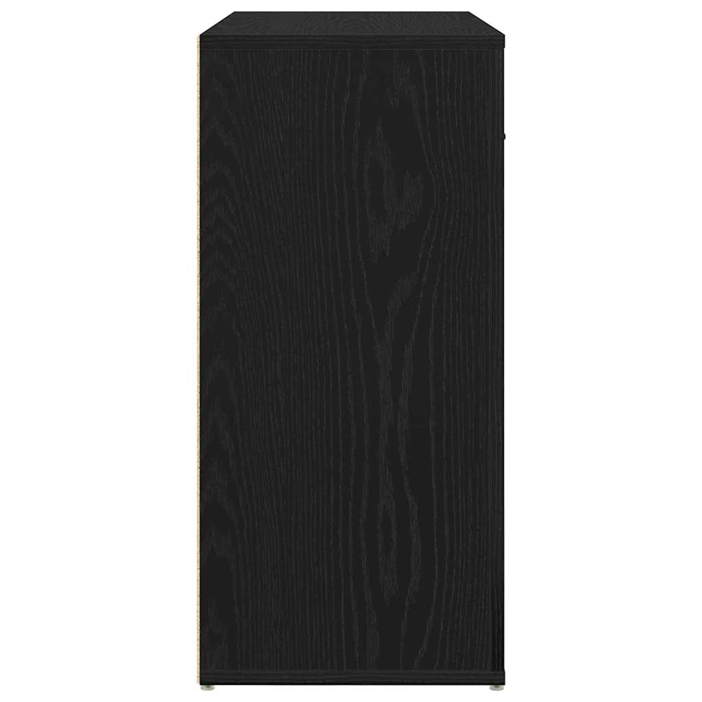Serviesskap med skuff Svart Eik 80 x 33 x 70 cm Konstruert tre