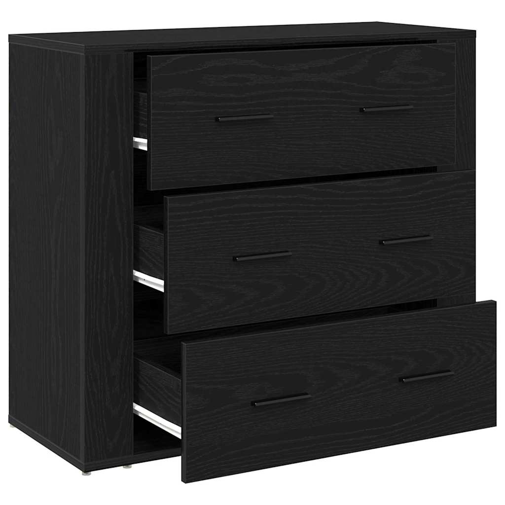 Serviesskap med skuff Svart Eik 80 x 33 x 70 cm Konstruert tre
