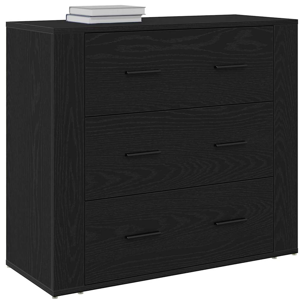 Serviesskap med skuff Svart Eik 80 x 33 x 70 cm Konstruert tre