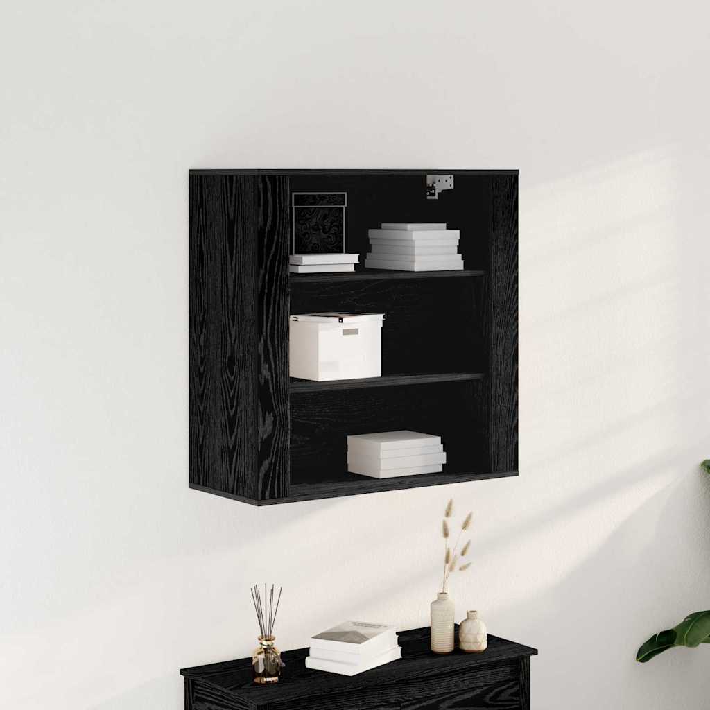 Veggskap med hylle Svart eik 80 x 33 x 80 cm Konstruert tre