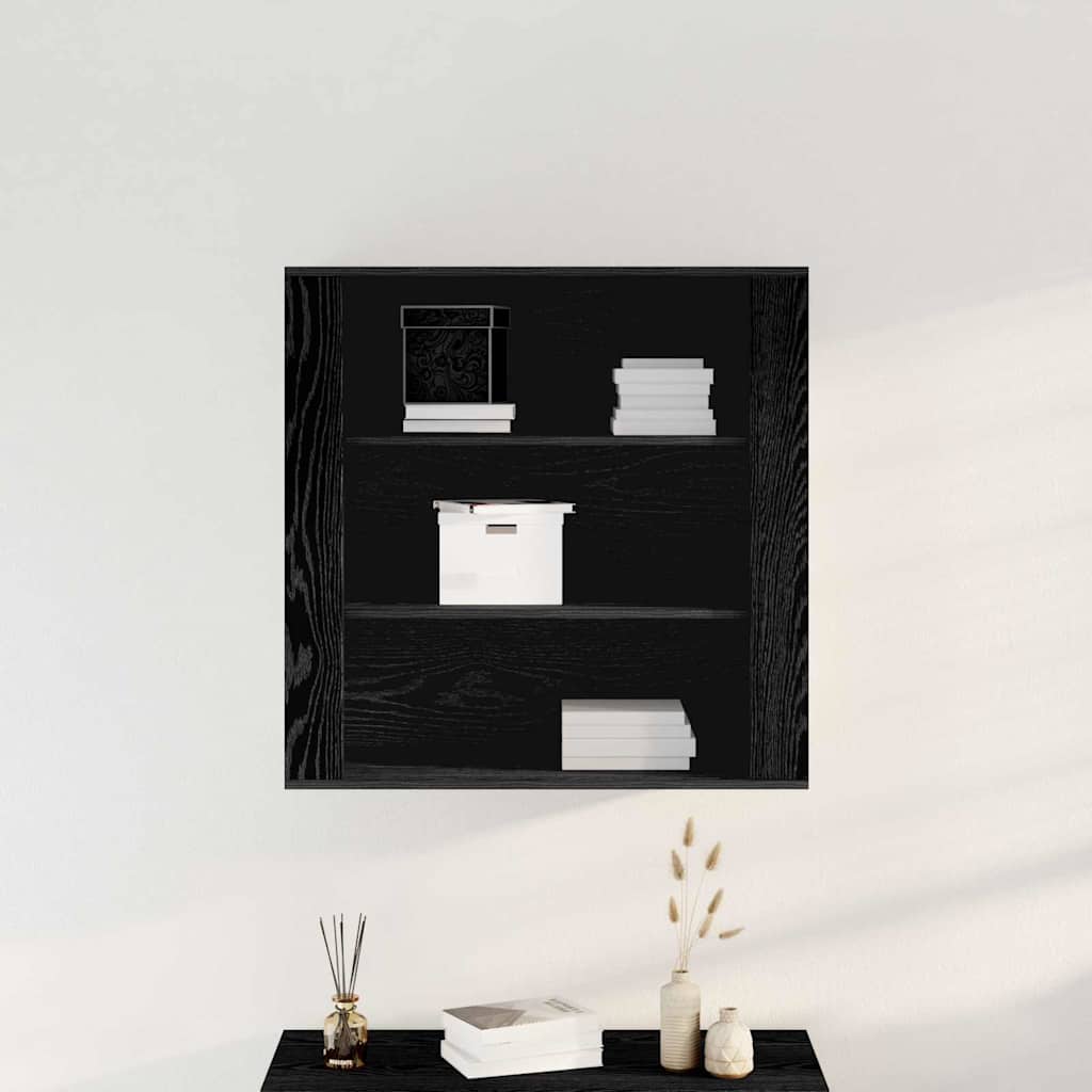 Veggskap med hylle Svart eik 80 x 33 x 80 cm Konstruert tre