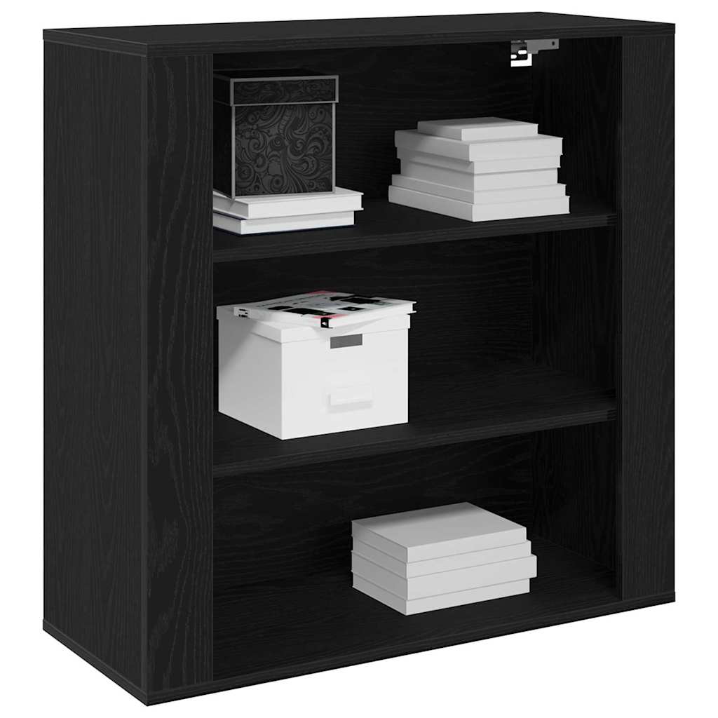 Veggskap med hylle Svart eik 80 x 33 x 80 cm Konstruert tre