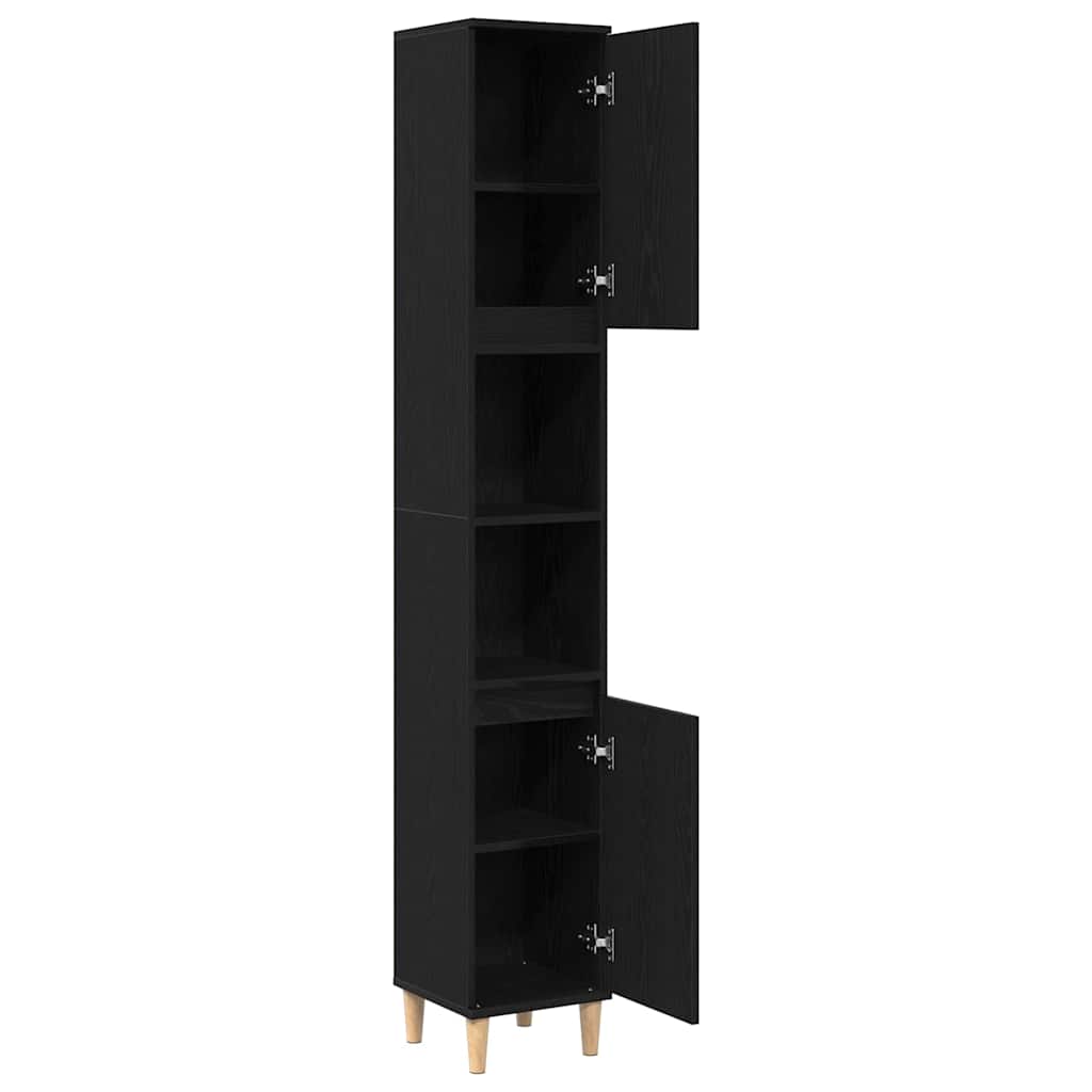 Baderomsskap med dør Svart Eik 30 x 30 x 190 cm Konstruert tre