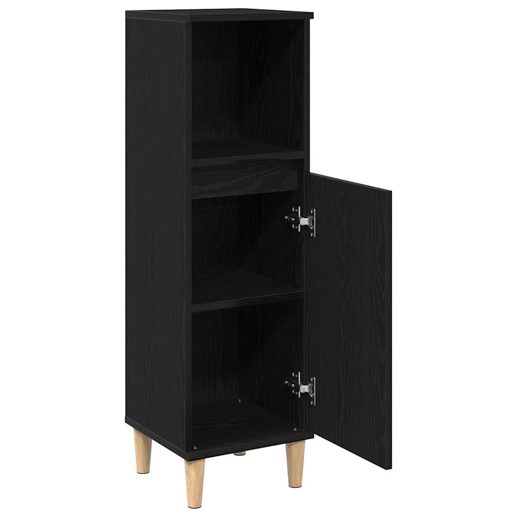 Baderomskap med hylle Svart Eik 30 x 30 x 100 cm Konstruert tre