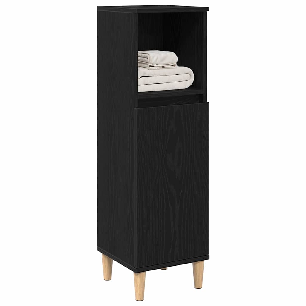Baderomskap med hylle Svart Eik 30 x 30 x 100 cm Konstruert tre