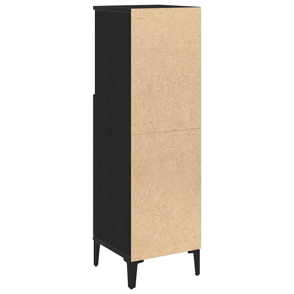 Baderomsskap med dør Svart eik 30 x 30 x 100 cm Konstruert tre