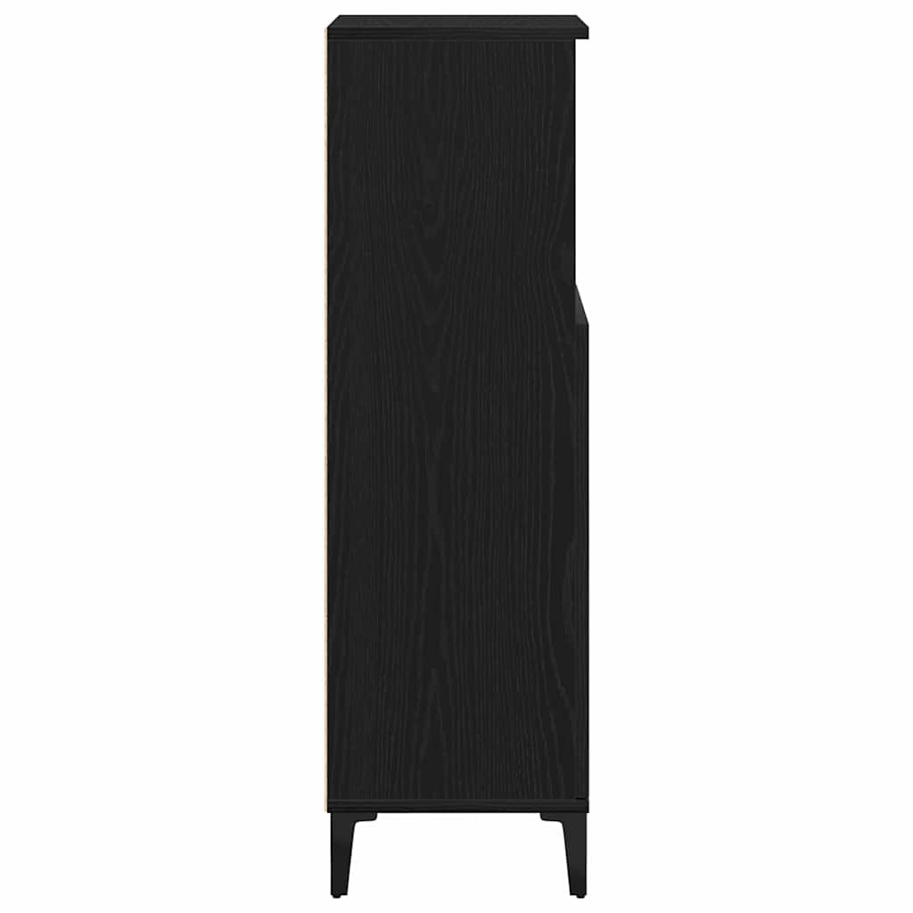 Baderomsskap med dør Svart eik 30 x 30 x 100 cm Konstruert tre