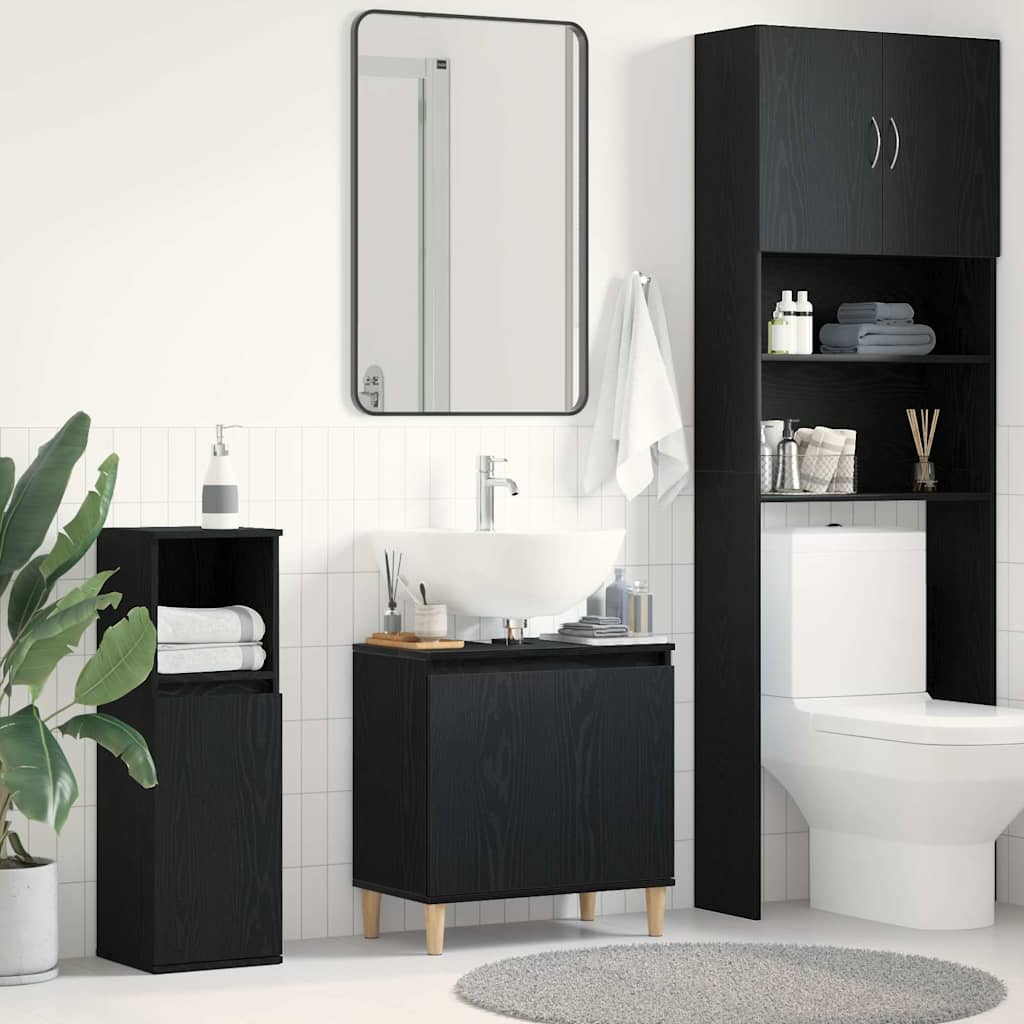 Baderomsvaskeskap Svart Eik 58 x 33 x 60 cm Konstruert tre