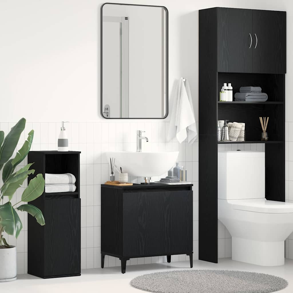 Baderomsvaskeskap Svart Eik 58 x 33 x 60 cm Konstruert tre