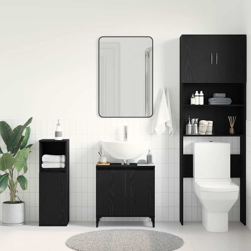 Baderomsvaskeskap Svart Eik 58 x 33 x 60 cm Konstruert tre