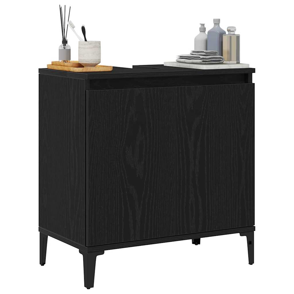 Baderomsvaskeskap Svart Eik 58 x 33 x 60 cm Konstruert tre