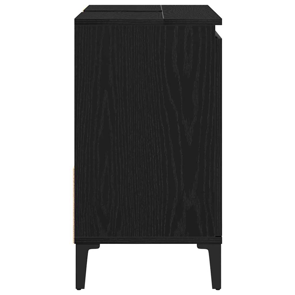 Baderomsskap med skuff Svart Eik 65 x 33 x 60 cm Konstruert tre